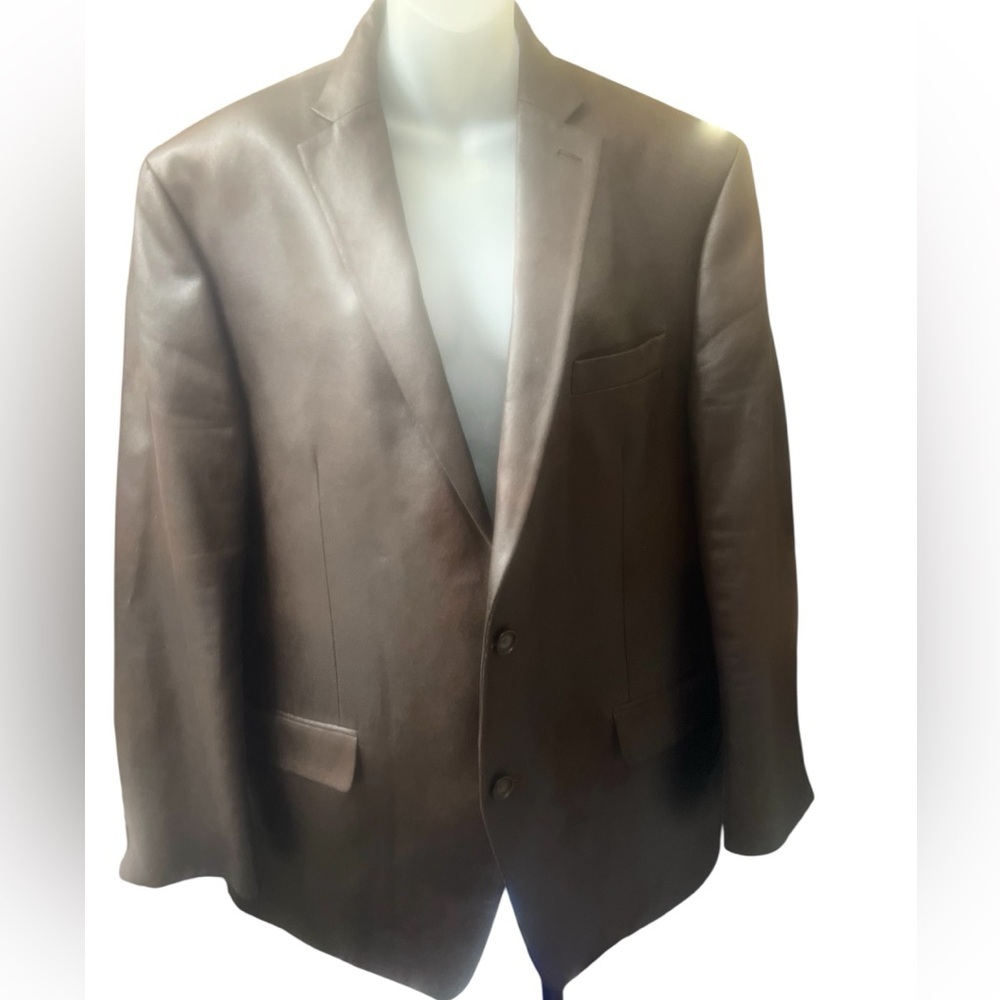Michael Michael Kors Expresso Brown Leather Blazer Brushed Size 44R